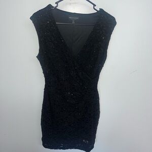 connected apparel Black Lace Sequin Mini Dress